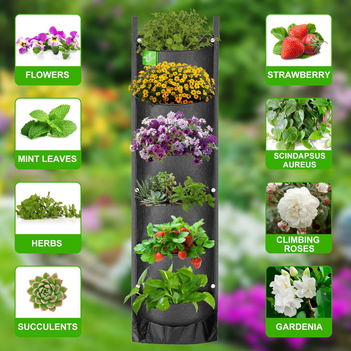 ANGTUO railing planter on a balcony railing supports compact herb and flower display.