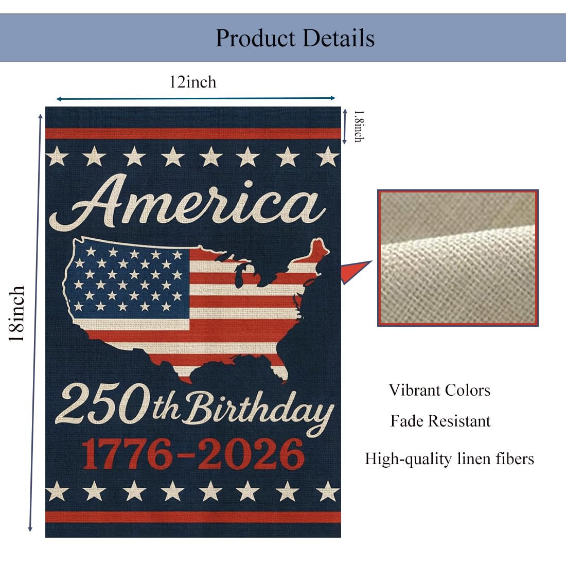 AnHdrFy commemorative 1776-2026 lettering on flag for celebration