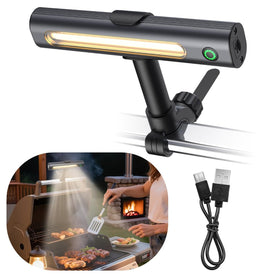 Anicooking 360-degree adjustable grill light directing light across the cooking surface