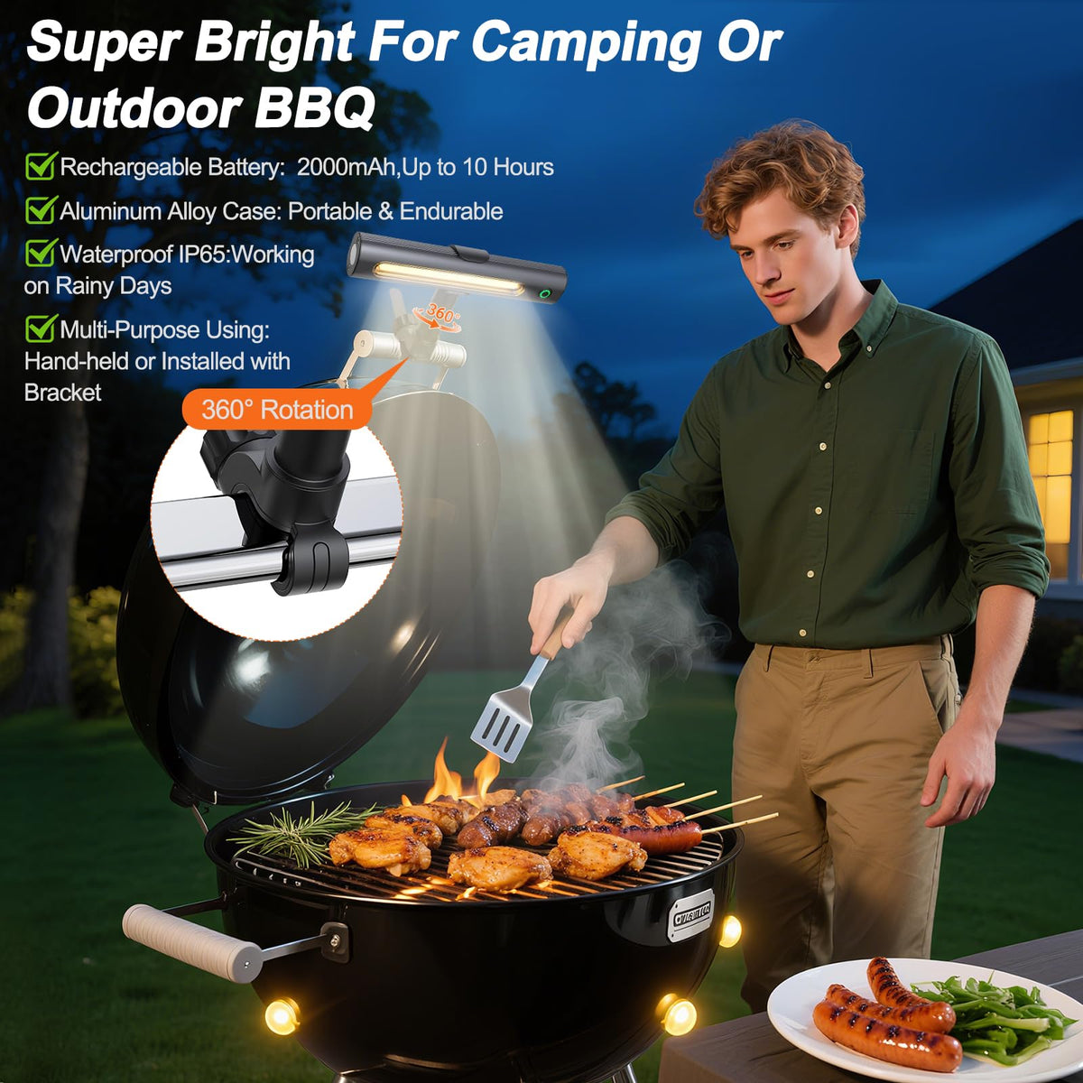 Anicooking IPX5 waterproof grill light ready for outdoor grilling