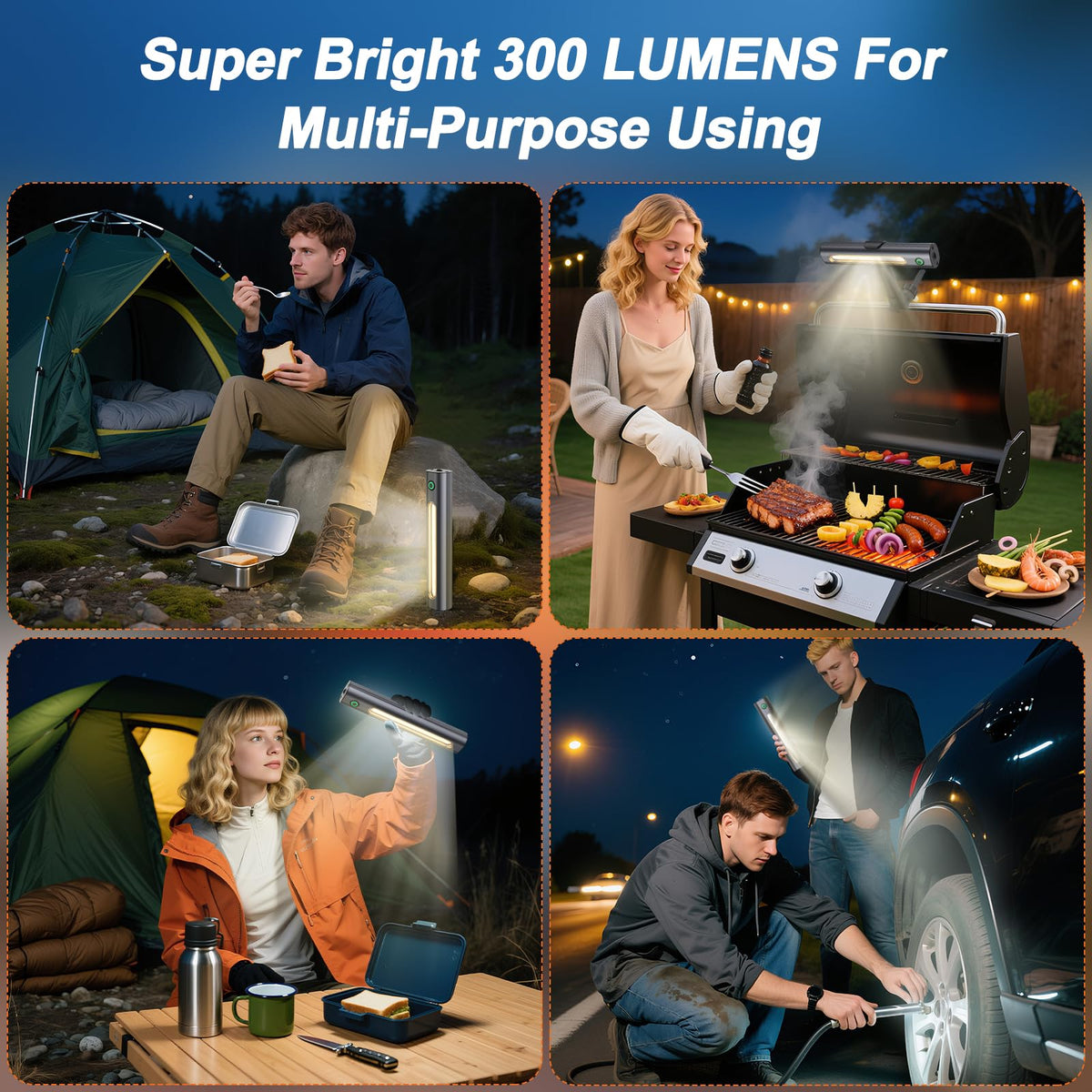 Anicooking portable design for camping, backyard, and night grilling