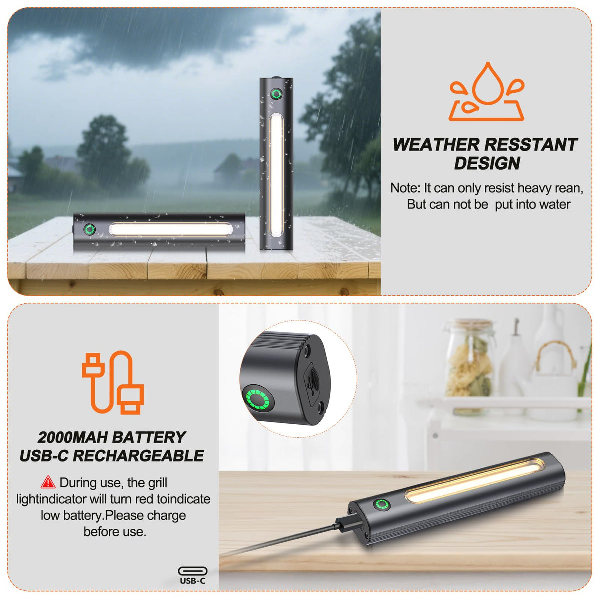 Anicooking two-brightness level grill light for precise cooking