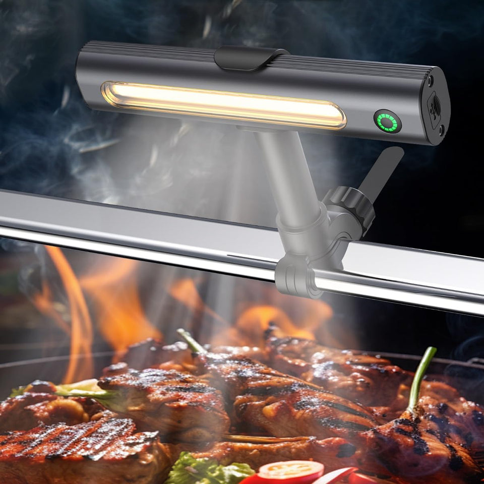 Anicooking rechargeable 360° grill light with magnetic base for quick attachment to grills