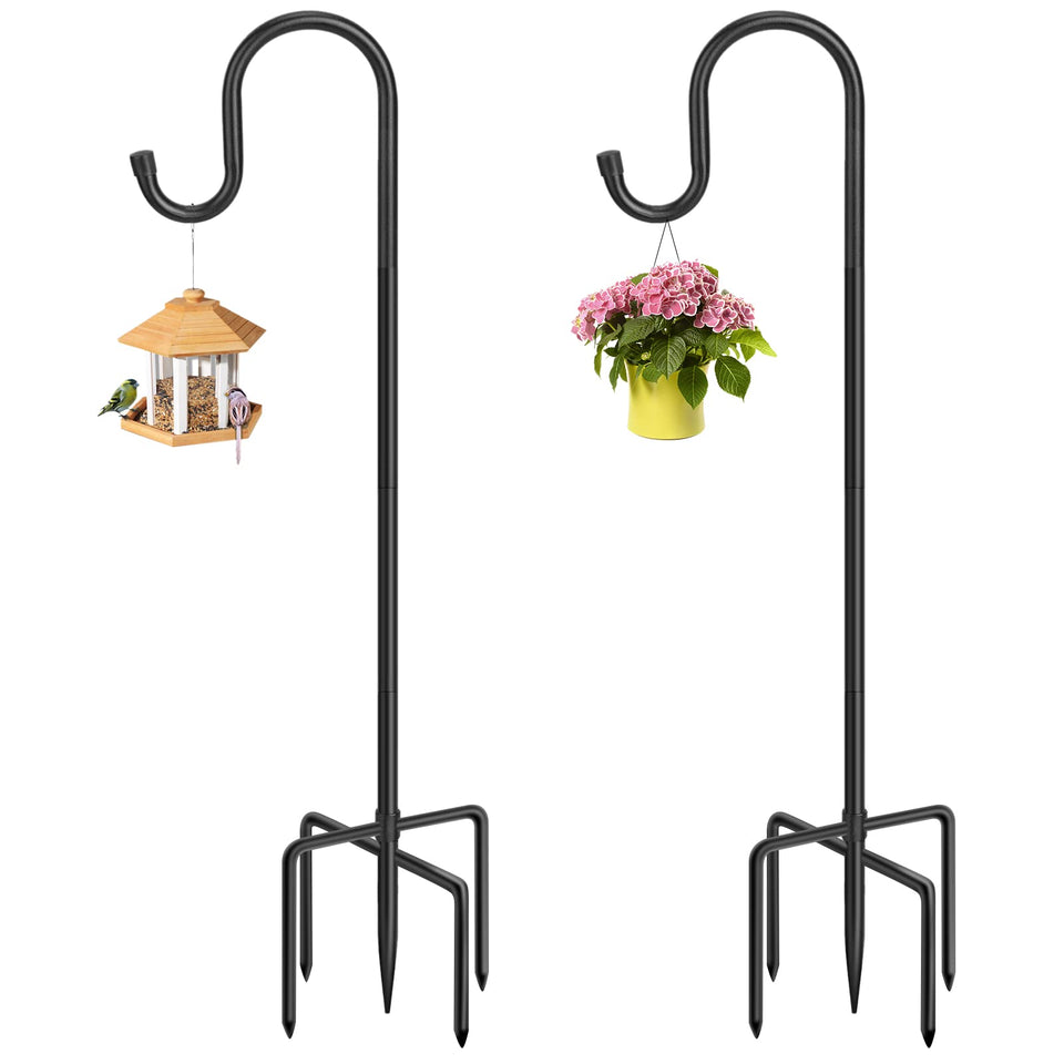ANIDEER 36-inch shepherd hook assembly ready for outdoor setup and bird feeder support.