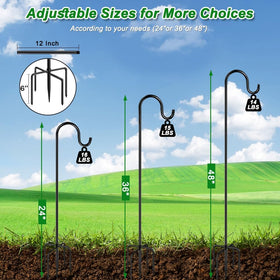 ANIDEER 48-Inch Shepherds Hook black powder coating resists rust outdoors.