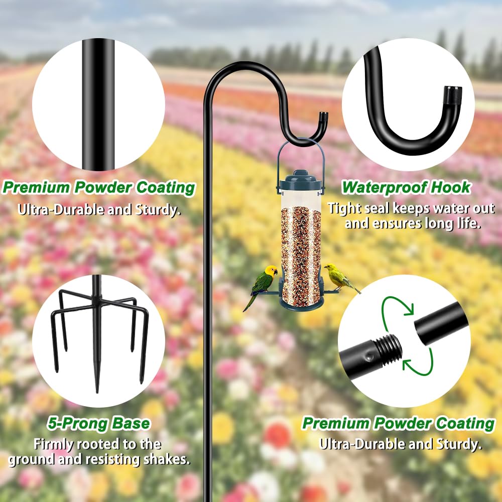 ANIDEER 48-Inch Shepherds Hook five-prong base for a stable ground stance.