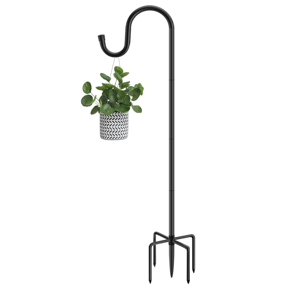 ANIDEER 48-Inch Shepherds Hook in sturdy steel, ideal for bird feeders and lanterns.