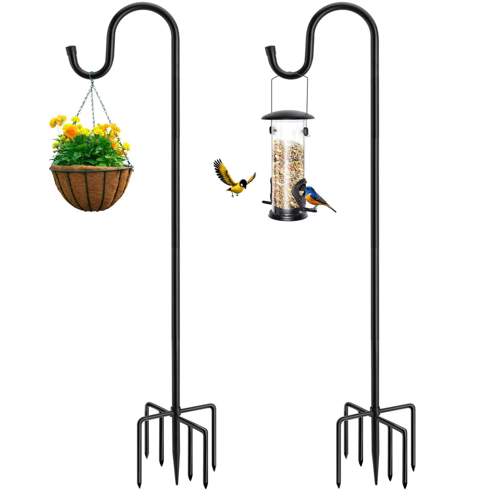 ANIDEER 84-Inch Shepherds Hook assembly shows sturdy steel construction for outdoor use.