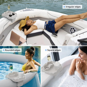Anivia hot tub table tray beige-finish complements outdoor spa setups.