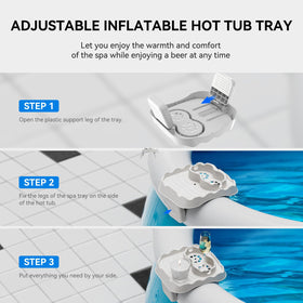 Anivia hot tub table tray compact-size fits most inflatable spas.