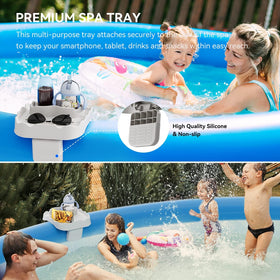 Anivia hot tub table tray non-slip-rubber protects pool walls.