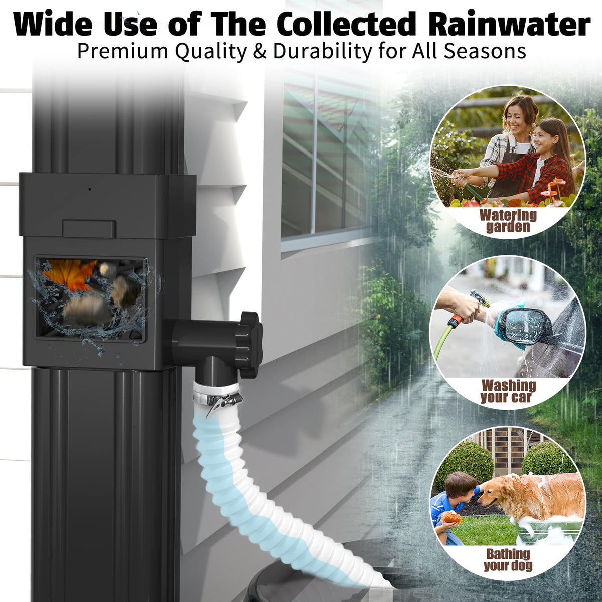 Anivia rainwater filter window removes debris for cleaner water.