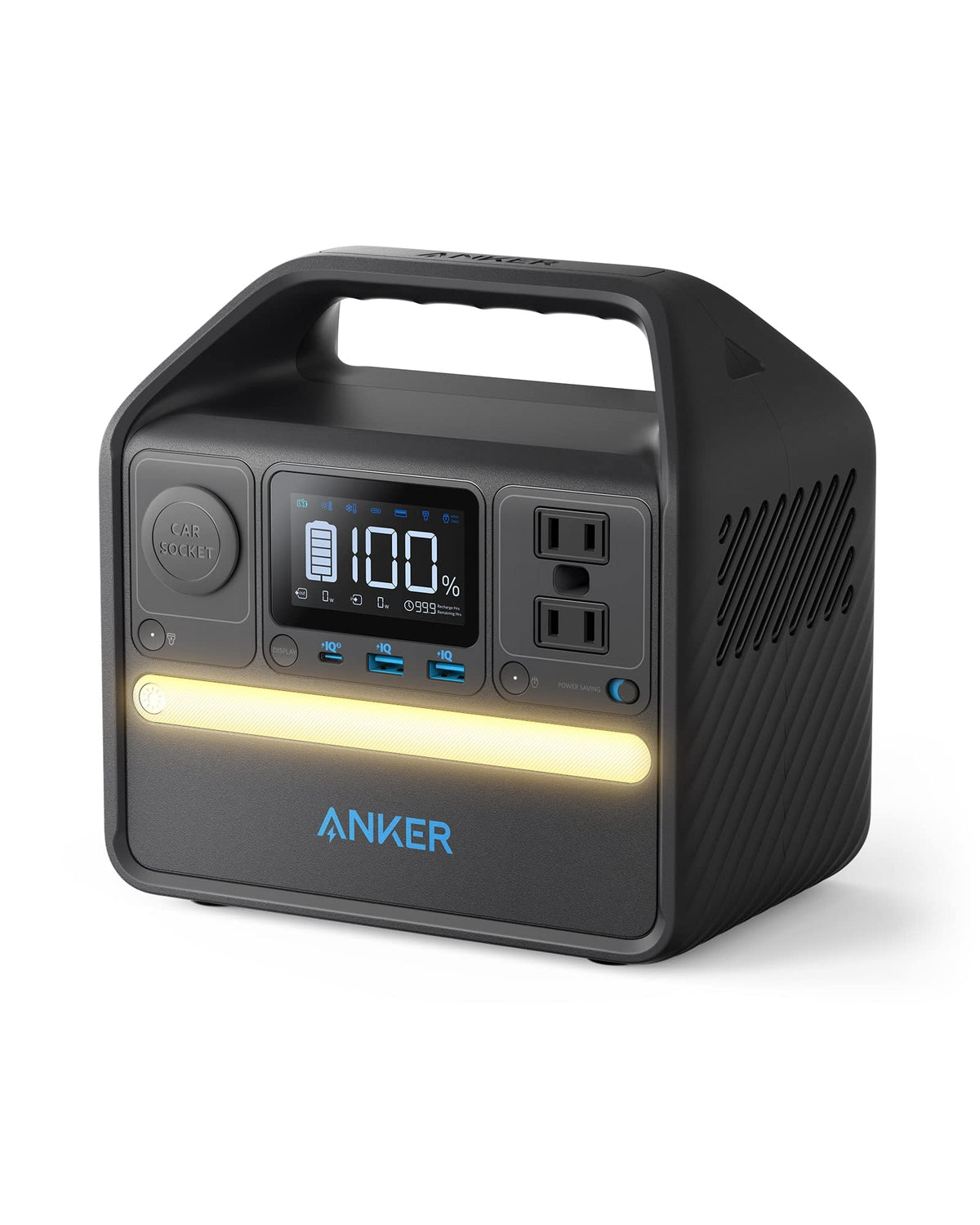 Anker 521 Power Station front view, compact outdoor power solution