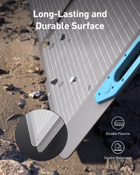 Anker SOLIX PS100 IP67 waterproof design protects panel in rain and wet conditions.