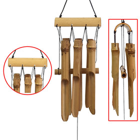 Ankinte bamboo wind chime top hook and windcatcher ready for hanging.