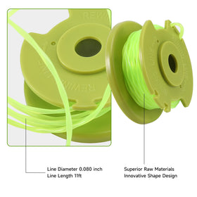 Close-up of AC80RL3 line winding highlighting flexible 0.080 inch line