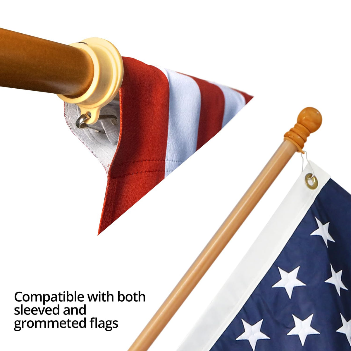 Anley 1-inch diameter flagpole for quick mounting with brackets