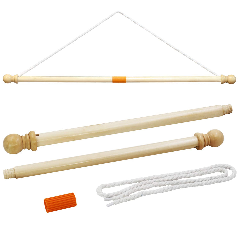 Anley 35-inch wooden banner pole assembly for easy flag display.