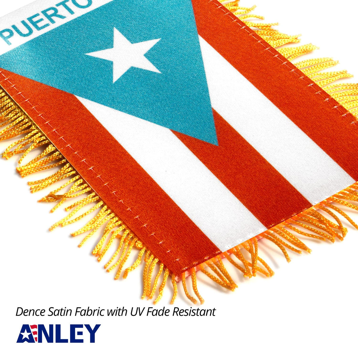 Anley 4x6 blue fringed flag mini banner for home or vehicle.