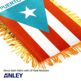 Anley 4x6 blue fringed flag mini banner for home or vehicle.