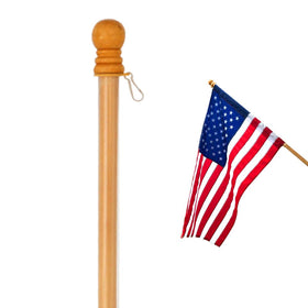 Anley 56-inch pine wood flagpole showcasing natural grain for porch display