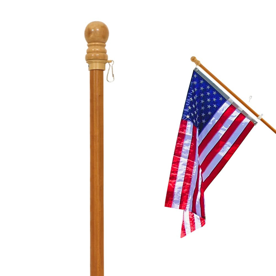 Anley 56-inch pinewood flagpole with wall-mount for durable garden display.