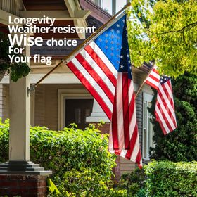 Anley 56-inch wood flagpole with adjustable rotating ring for different flags.