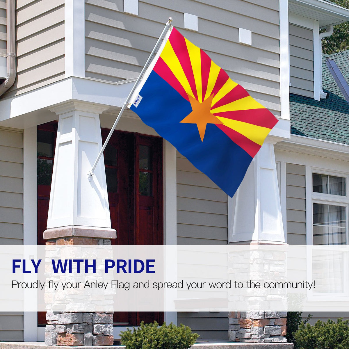 Close-up of fade-proof print on Anley flag
