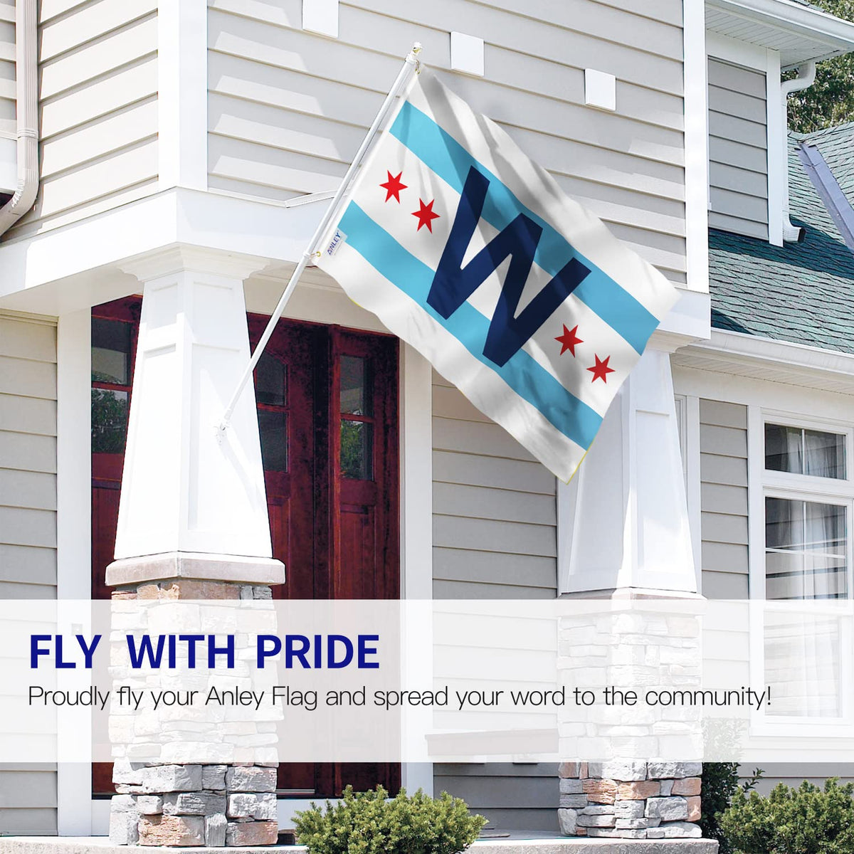 Anley canvas header flag provides sturdy support for long-lasting display.