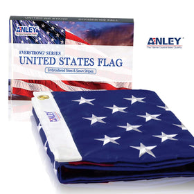Anley EverStrong flag showing sewn stripes highlighting craftsmanship for outdoor use.