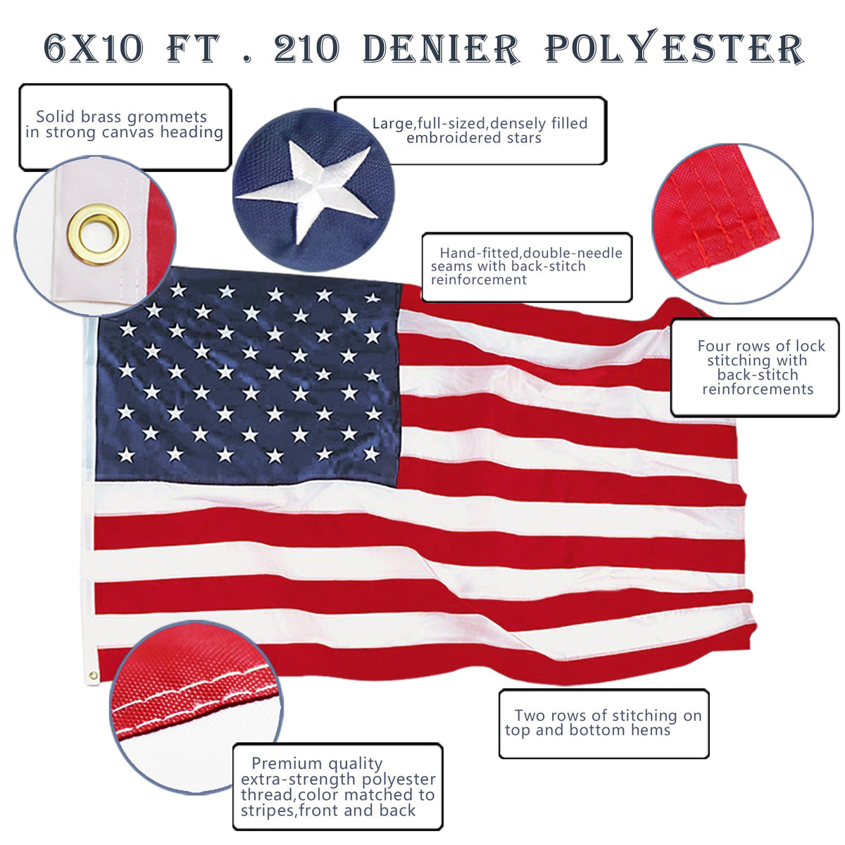 Anley EverStrong flag with sewn stripes for premium outdoor appearance