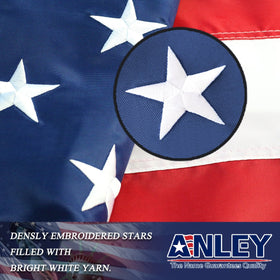 Anley EverStrong flag made of heavyweight waterproof polyester for windy days.