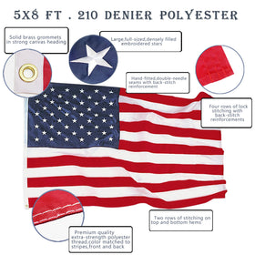Anley EverStrong heavy-duty flag with four rows of lock stitching for durability.