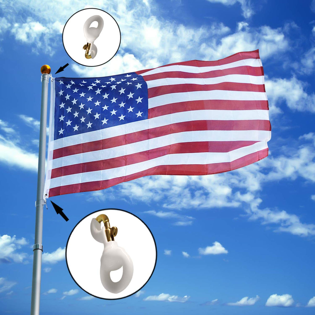 Anley flag accessory rust-free brass construction resists outdoor corrosion