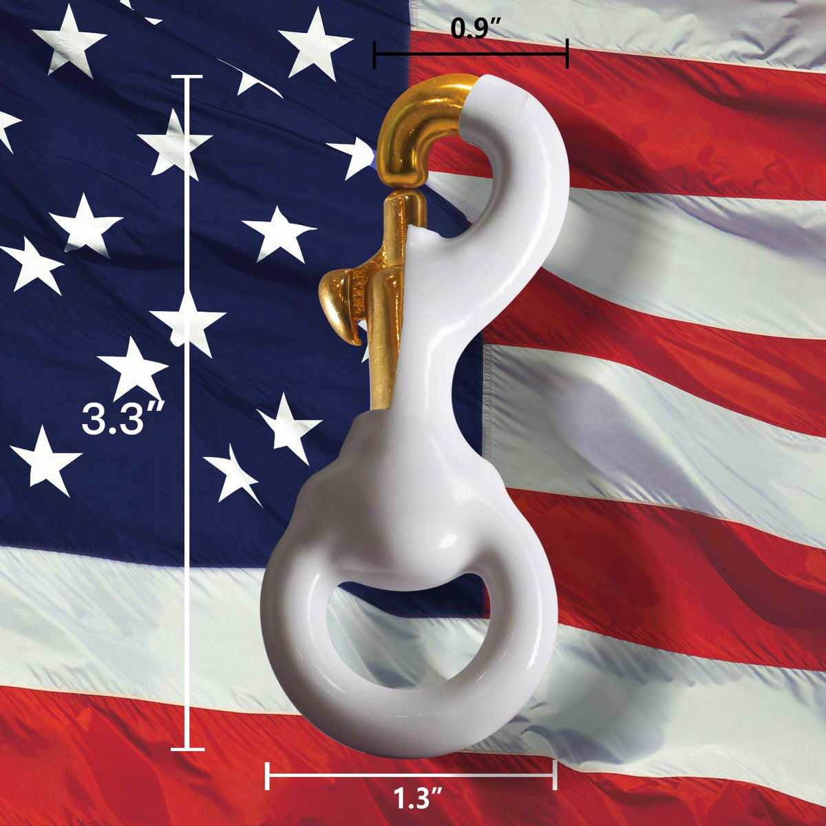 Anley flag accessory heavy-duty clip for flag pole halyard attachment in harsh weather