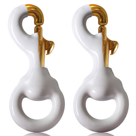Anley flag accessory two-hook white rubber-coated brass swivel clip for durable outdoor use