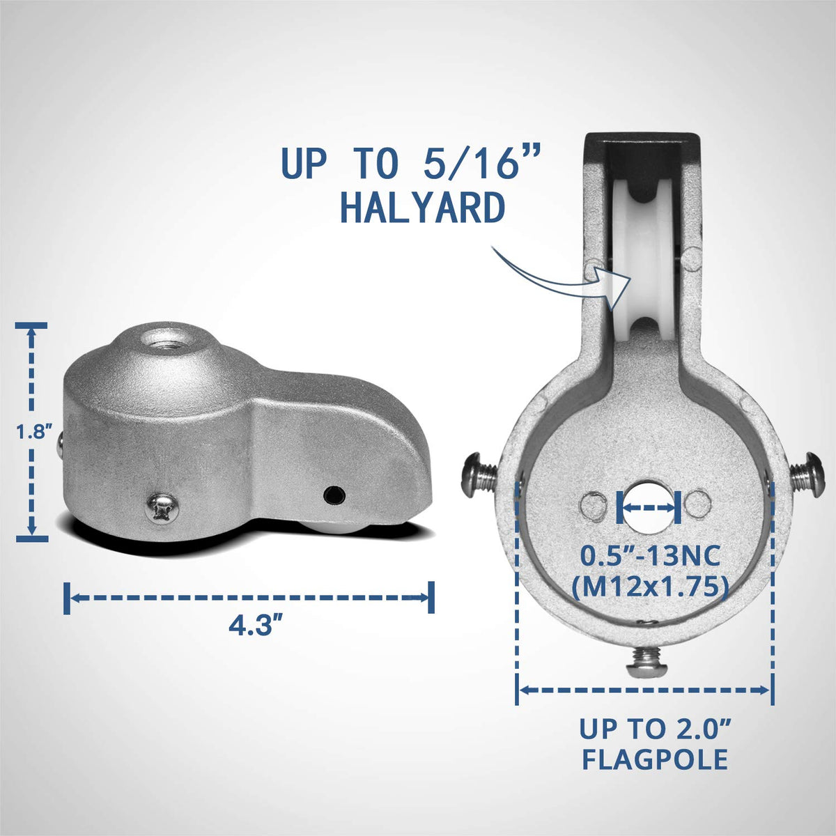 Anley flagpole truck with stainless inset screws for secure attachment