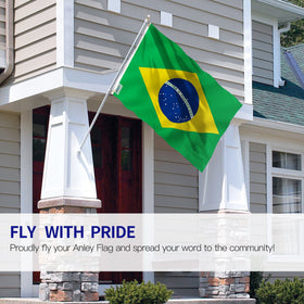 Anley Fly Breeze Brazil flag showing double-stitched edge for durability.