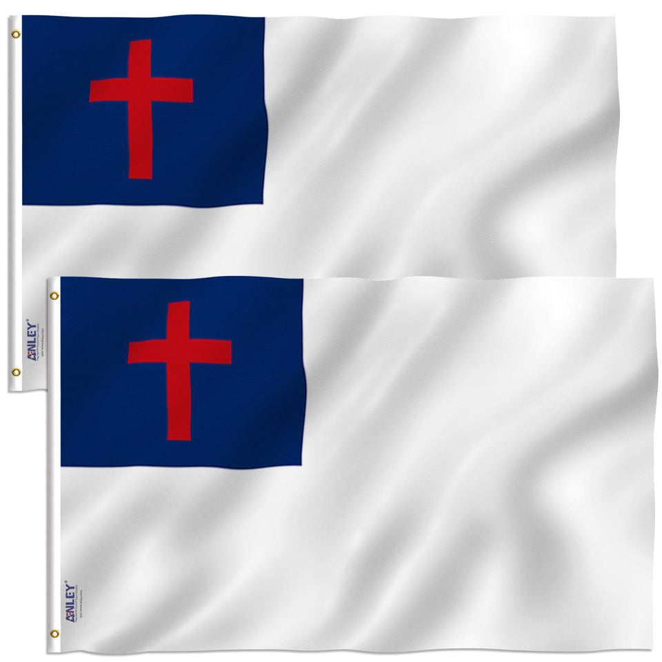 Anley Fly Breeze Christian Flag 3x5 main display shows vivid color for outdoor display.