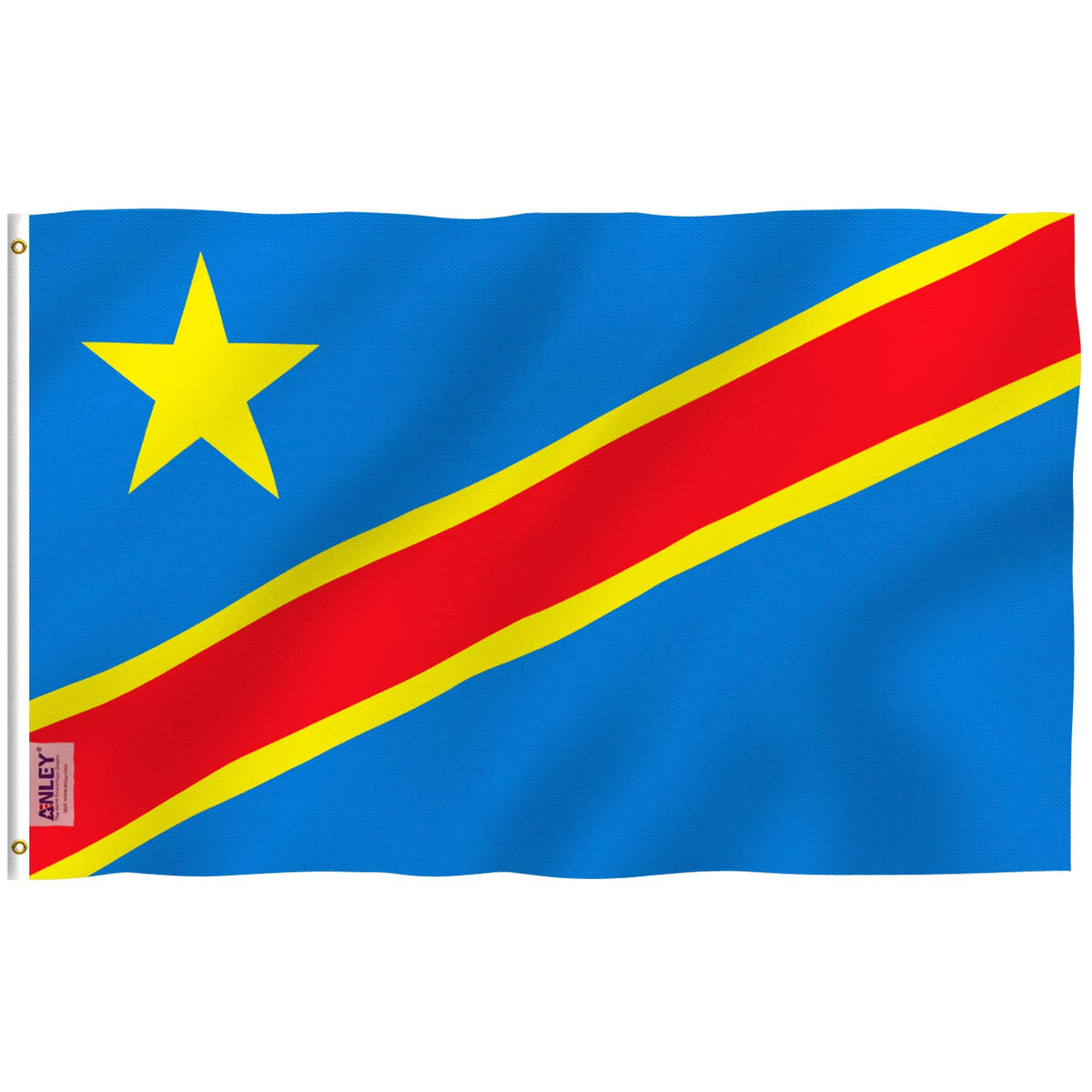 Anley Fly Breeze Congo flag 3x5 in wide shot shows vivid outdoor colors.