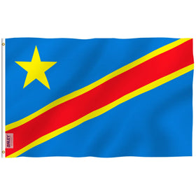 Anley Fly Breeze Congo flag 3x5 in wide shot shows vivid outdoor colors.