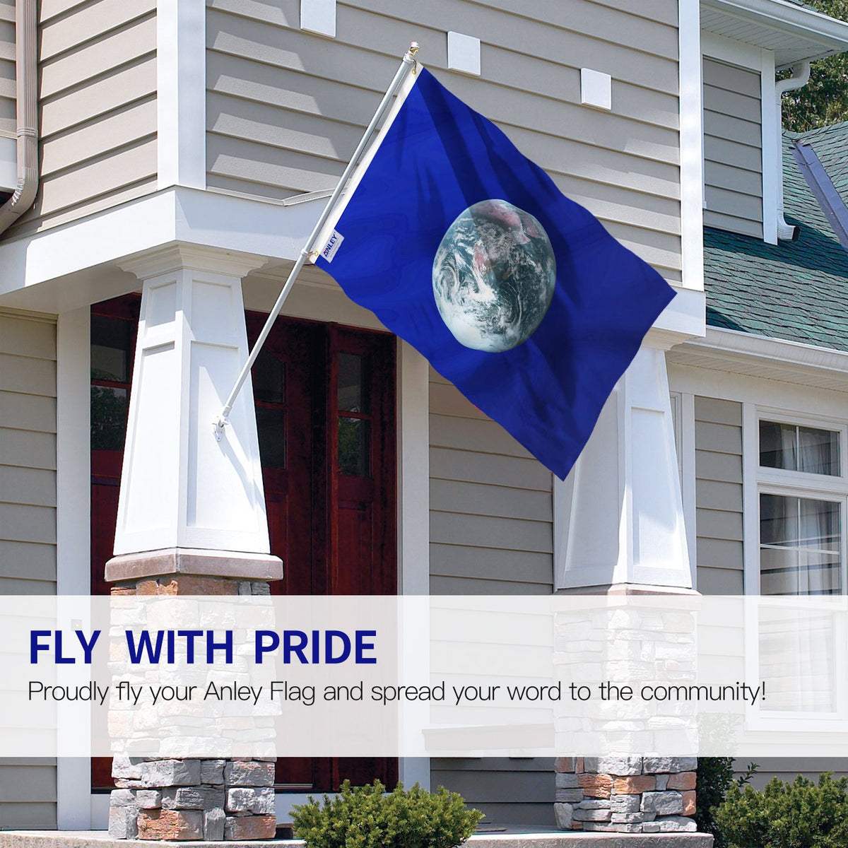 Anley Earth Day flag low-wind design ideal for small yards.
