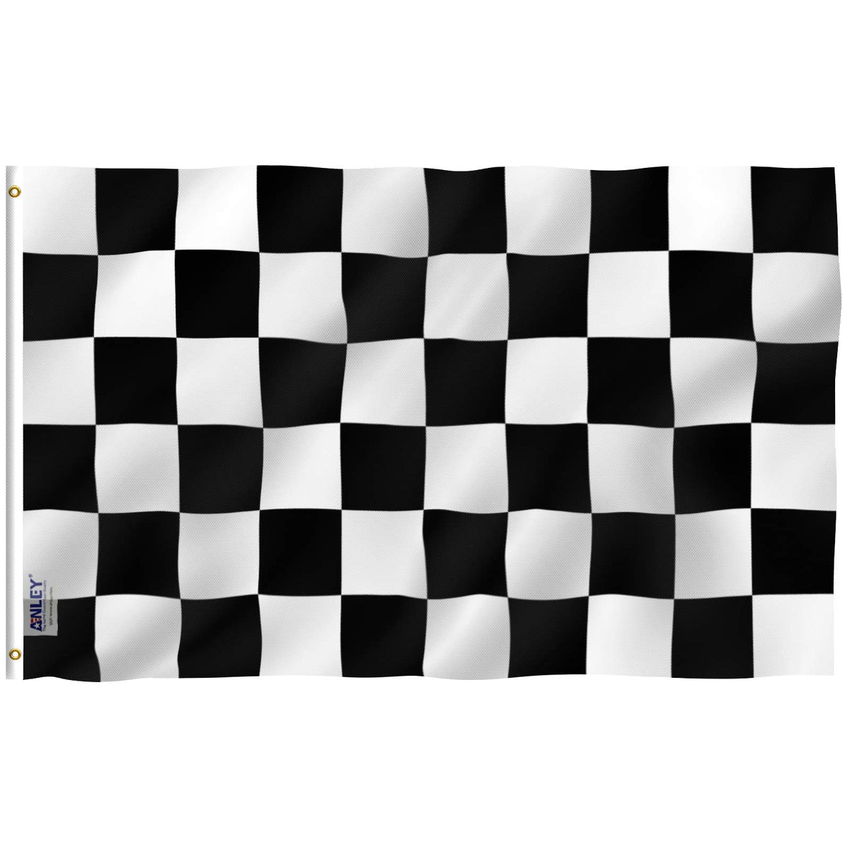 Anley Fly Breeze flag full view with crisp checkered design for outdoor display