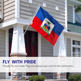 Close-up of Anley Haiti flag showing fade-proof colors for outdoor use.
