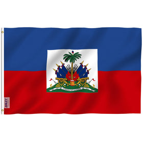 Anley Fly Breeze Haiti flag front view with vivid colors for outdoor display.