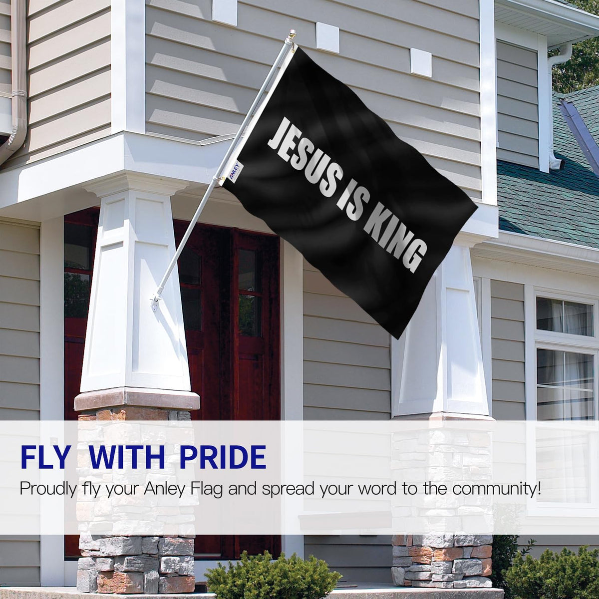 Anley Fly Breeze flag showing brass grommets for secure mounting