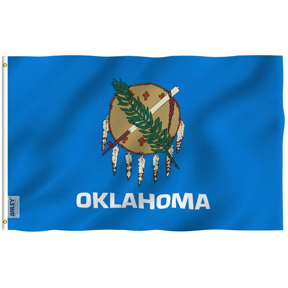 Anley Fly Breeze Oklahoma flag front view with vivid color