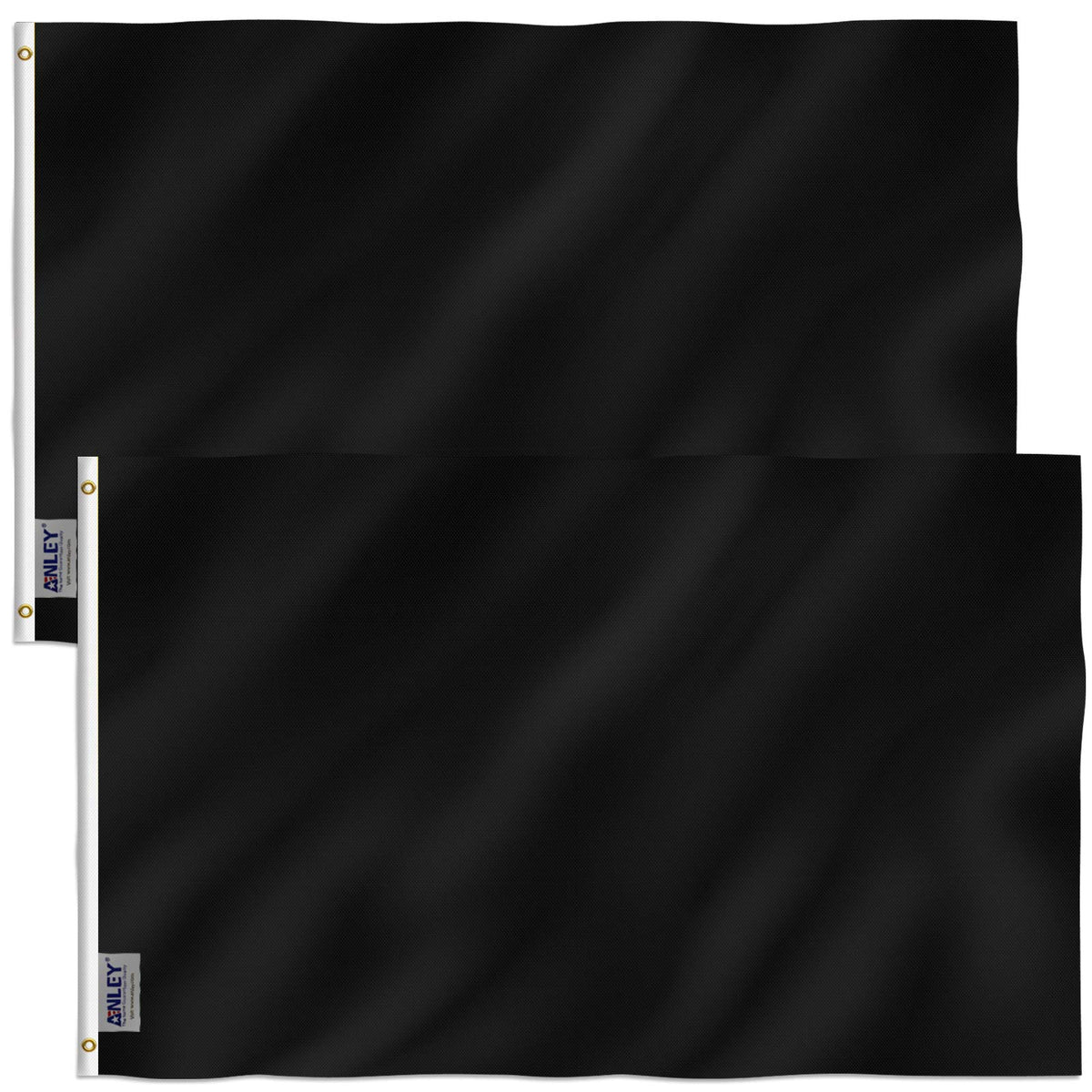 Anley Fly Breeze black 3x5 flag with canvas header for light-wind display.