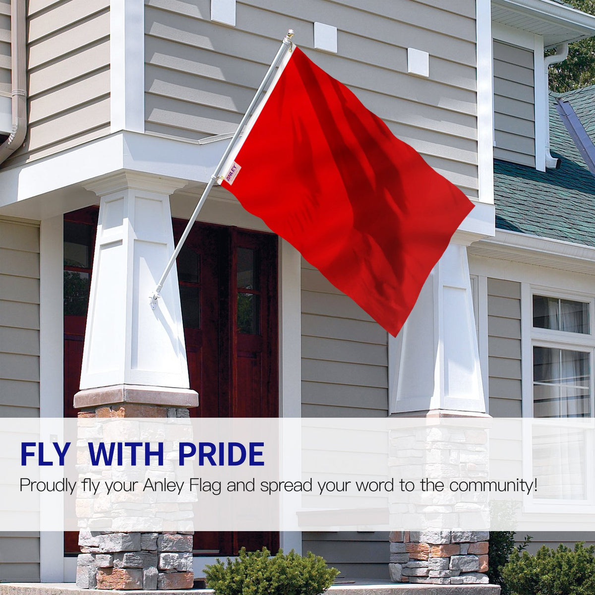 Anley Fly Breeze flag closeup shows durable canvas header and clean finish