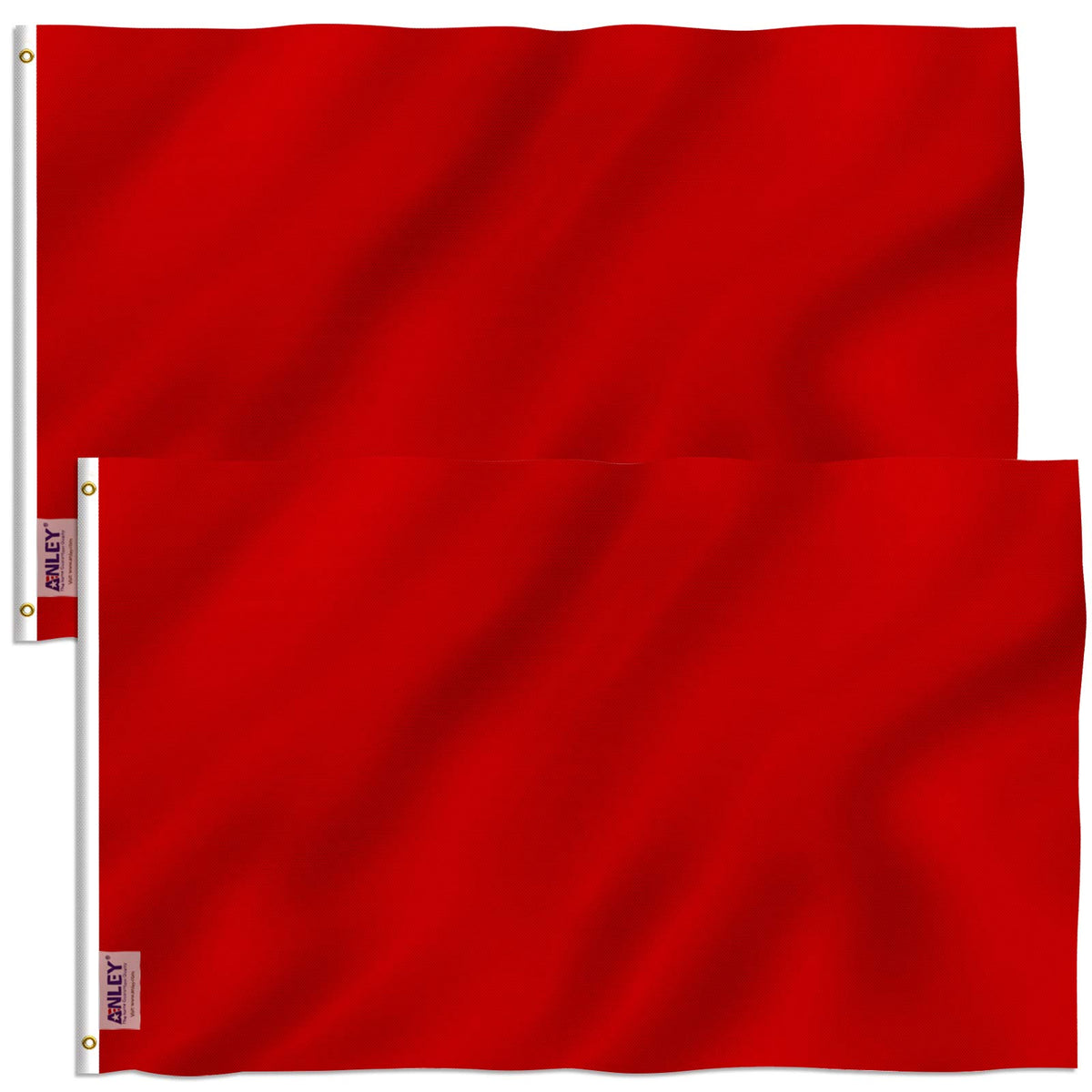 Anley Fly Breeze solid red flag 3x5 front view with vivid outdoor color